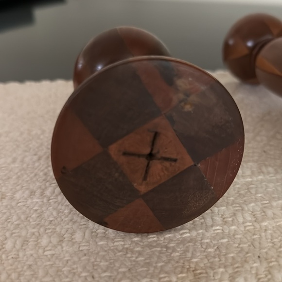 Vintage Carved Wood Candlesticks, one pair - Picture 5 of 7